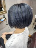 赤味抹殺！ハイライト×ブルーブラック/ショート/ツヤ感抜群