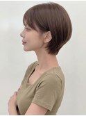 ダークブラウンブリーチなしショートボブマッシュ20代上尾P2