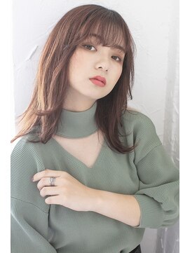 プライズ アイリス 池袋東口店(prize Iris) アンニュイ外ハネミディハイトーンピンクグレージュシア―カラー