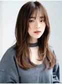 フェイスレイヤーエアリーカールシアーカラー鎖骨ミディアムボブ