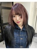 チェリーピンク×ブラックのルーツカラー