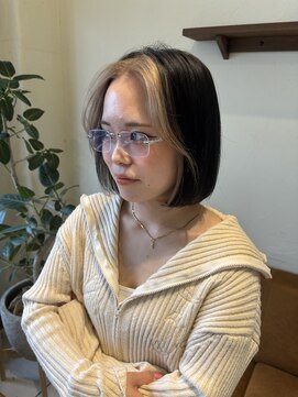 アフェクション 大曽根店 イメチェンホワイトブロンド外ハネボブ美髪ワイドバング