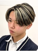ハイライトセンターパートメッシュダブルカラーツーブロック