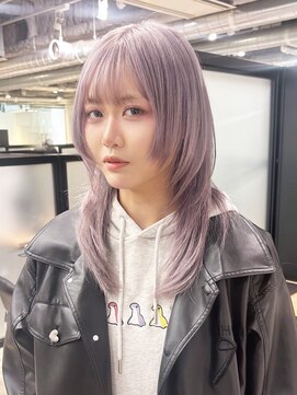 アルバム 銀座(ALBUM GINZA) ウルフレイヤー顔周りレイヤーホワイトグレージュ_ba549453