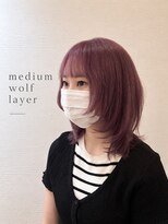 リアン 熊谷本店(Rien) ミディアムウルフレイヤー×ベリーピンク!