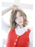 透け感ミックスカール/ハイトーンカラー[横浜美容室30代40代]
