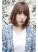 斜め前髪の前下がりボブ♪ココアブラウンで上品に♪藤沢