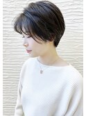 【morio】札幌　大人かわいい黒髪ショート　前髪あり暗髪