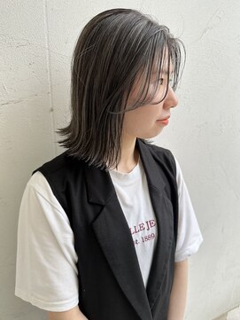 ジュエ ヘアー デザイン(Jue hair design) グレージュハイライト×外ハネボブ