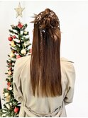 ロングヘアのハーフアップアレンジ