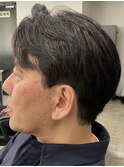 フェザーパーマ/グレーブルーカラー/刈り上げショートパンク