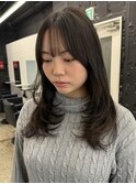 □ ハッシュカットグレージュデザインカラーツートンカラー