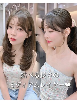 ロンド メリー 大宮(Lond merry) オリーブベージュ/レイヤーカット/顔周りレイヤー/シースルー