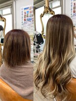 パーティパーティ ヘア(PARTYPARTY hair)&nbsp;地毛ハイライトを活かしたエクステハイライトスタイル
