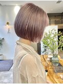 とにかく楽なボブと圧倒的透明感のピンクベージュカラー☆