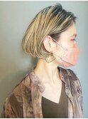 大人かわいい20代30代40代ミニボブ×ハイライトカラー!遠藤至