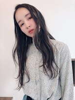 アボヘアー(Abo hair)&nbsp;20代30代40代ダークグレージュ_センターパートなみなみウェーブ