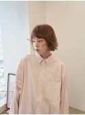 切りっぱなしボブ/ミニボブ/丸くないボブ/ヘーゼルベージュ