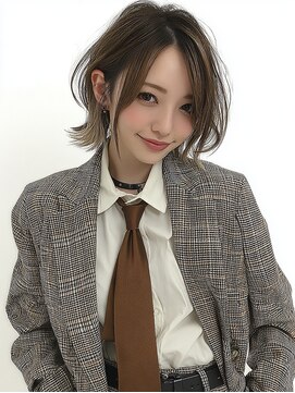 アフェクト 上大岡(affect) 黒髪/グレーベージュ/レイヤーロング/前髪パーマ/上大岡