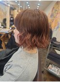 切りっぱなしパーマボブ