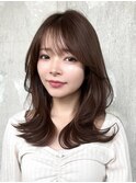 外はね鎖骨ミディアムヘア/大人レイヤーカット/ 30代40代50代