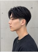 センターパート×メンズカット