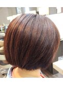 ブリーチなしカラー30代40代ダークレッドボブ大人ヘアスタイル
