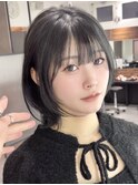 小顔黒髪レイヤーカット×アッシュカラー20代30代40代
