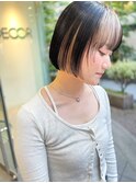 ボブ×ブロンドインナーカラー