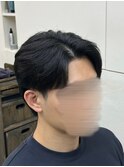 フェザーパーマ/グレーブルーカラー/刈り上げショートパンク