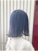 ブリーチ/ブルーシルバー【デザインカラー】外ハネボブウルフ