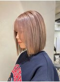 ソフトピンクベージュ_くびれレイヤーダブルカラーブリーチ