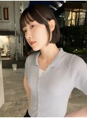 ボブ×切りっぱなしボブ×暗髪×オリーブカラー×10代20代30代