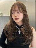 黒髪/ボブウルフカット/ネビージュ/小顔/ワンレン/韓国レイヤー
