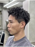 刈り上げアップバングスパイキーショートパーマスパイラルパーマ