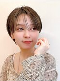 Say.クールショート顔周りカット前髪ウォームベージュショート