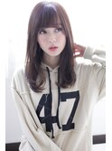 ワンレングス丸みフォルム[mignon]女性らしいウエーブセミディー