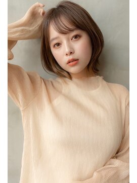 メゾンバイハバナ(maison by HAVANA) 大人かわいいフェザーバングカーキグレージュミディアムウルフ