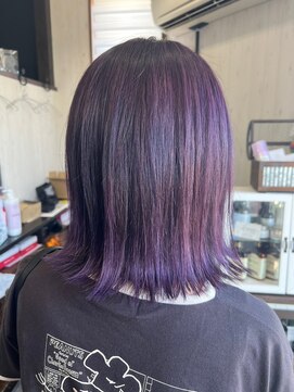 ヘアー リードレス(hair Re:dress) 鮮やかパープル寒色系 外ハネくびれミディ