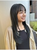 ハッシュカットイメチェン似合わせカットブルーブラックロング