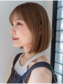 大人かわいい前髪ありボブ　前下がりイメチェンショートボブ銀座