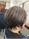 白髪ぼかしハイライトのベージュブラウン