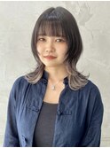インナーホワイトベージュウルフカット