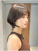 小顔サイドバングの長めショートボブ青山表参道
