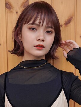 ブゾン(buZon) 【buZon ブゾン】切りっぱなし外ハネボブ×前髪オリーブベージュ