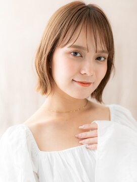 カバーヘア ブリス 川口(COVER HAIR bliss) ミルクティーアッシュ切りっぱなしミニマルボブY川口20代30代