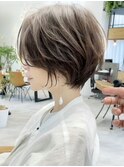 髪質改善グレージュショートボブ