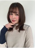 斜めバングココアベージュくびレイヤーミディp120代30代40代