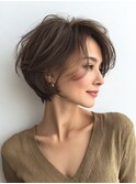 白髪ぼかし脱白髪染め似合わせショートボブ40代50代60代