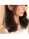 韓国風巻き髪ミディアムヘア amu★se 代々木